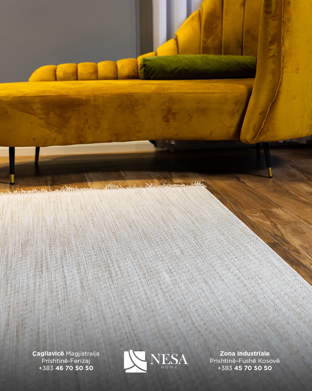 Tepih bezhë minimalist me thurje të dendur – Perde & Tepiha NESA HOME (2)