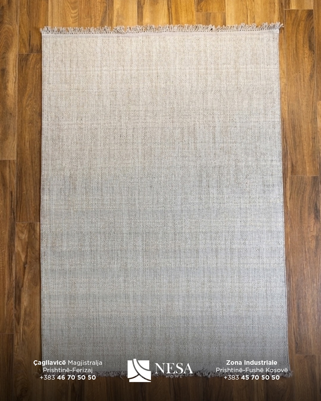 Tepih bezhë minimalist me thurje të dendur – Perde & Tepiha NESA HOME (3)