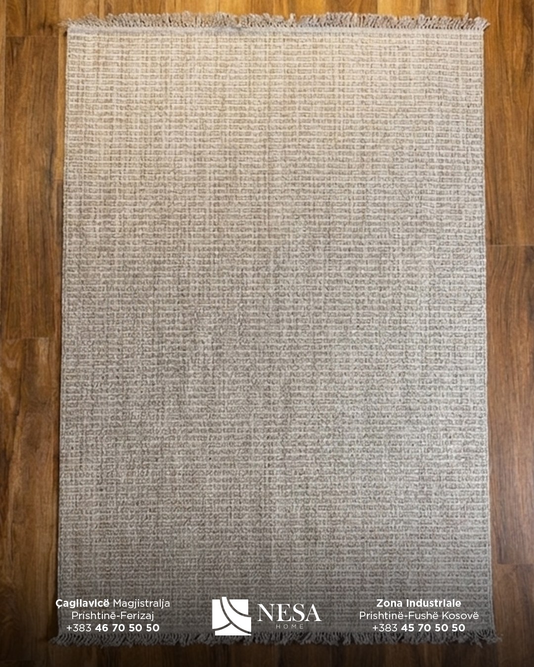Tepih minimalist bezhë-gri me thurje – Perde & Tepiha NESA HOME (4)