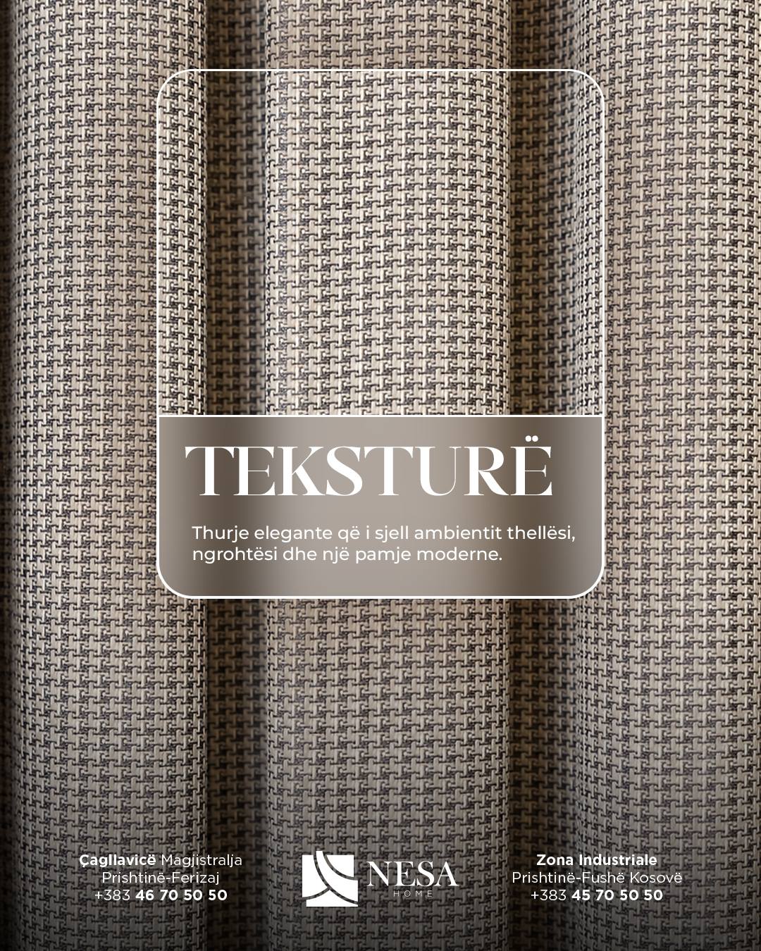 Perde bezhë me teksturë të thurur – Perde & Tepiha NESA HOME (2)