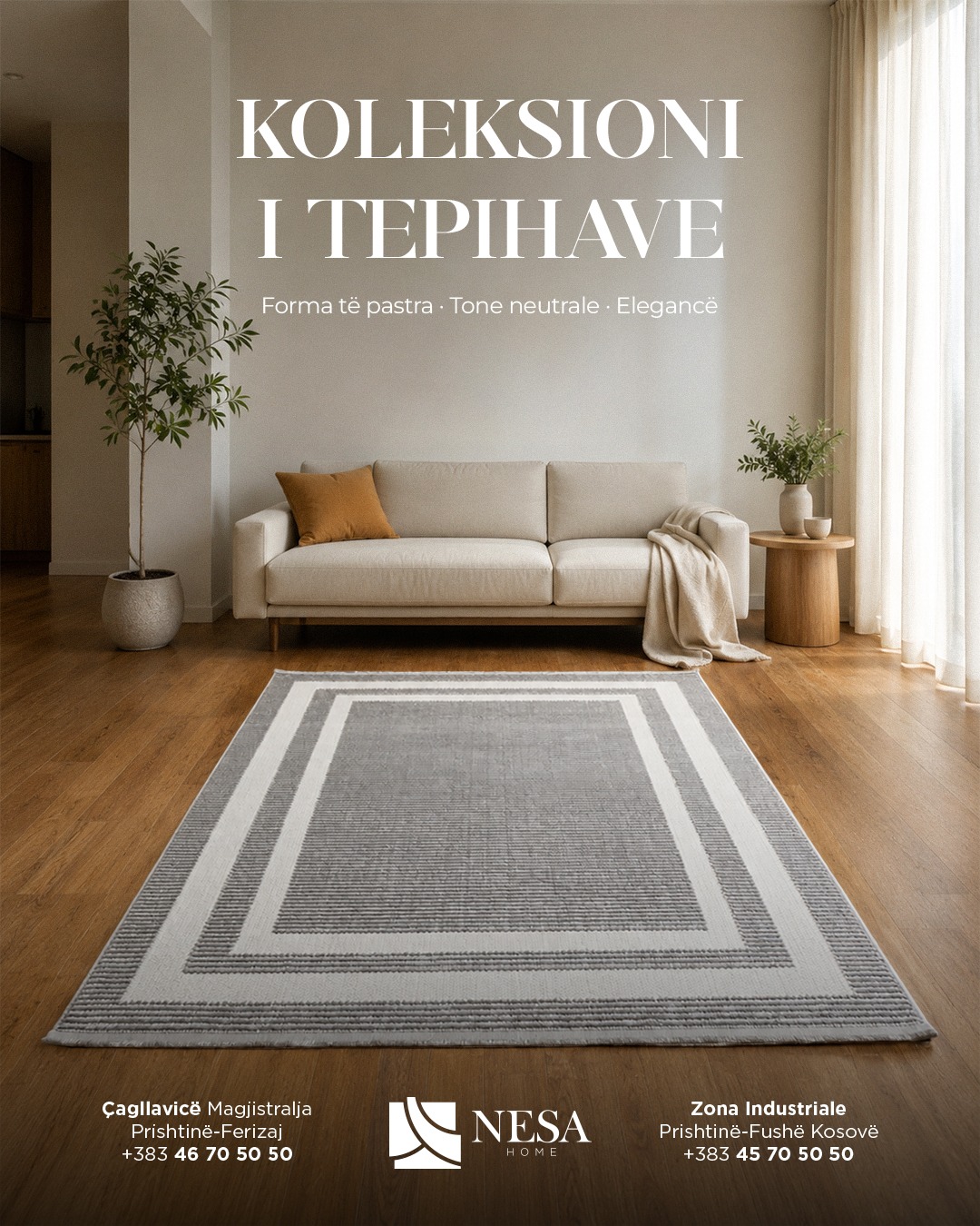 Tepih modern gri dhe krem me motive gjeometrike – Perde & Tepiha NESA HOME (2)