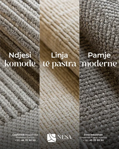 Tepiha me teksturë të thurur në ngjyra neutrale