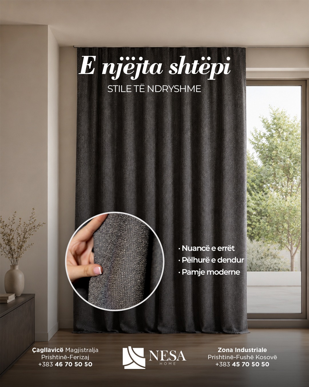 Perde bezhë me teksturë të dendur – Perde & Tepiha NESA HOME (2)