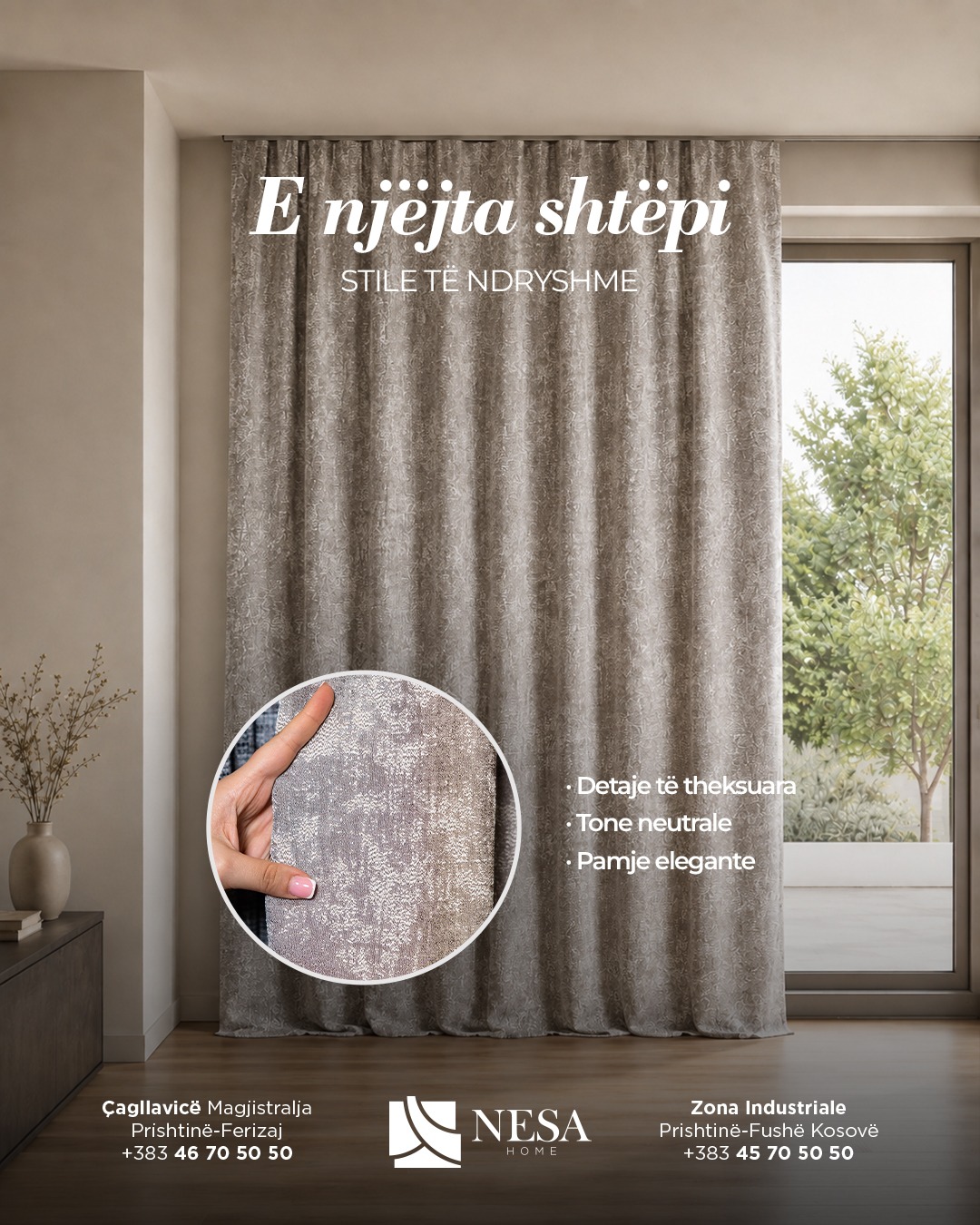 Perde bezhë me teksturë të dendur – Perde & Tepiha NESA HOME (3)