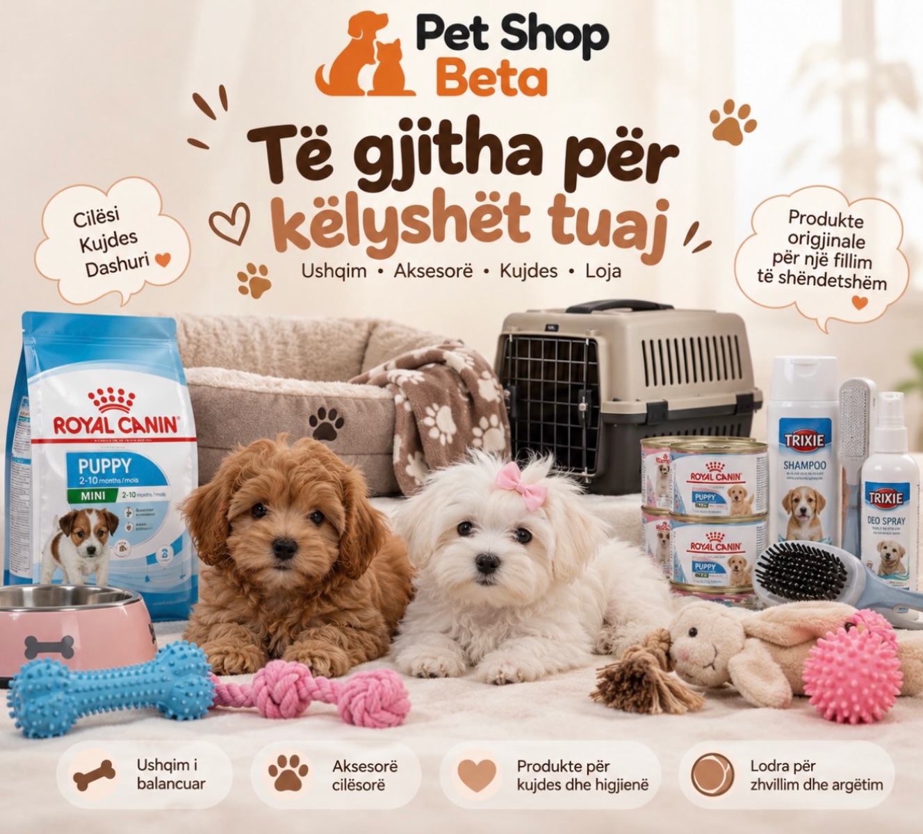 Ushqim dhe aksesorë për kafshë shtëpiake – PetShop Beta