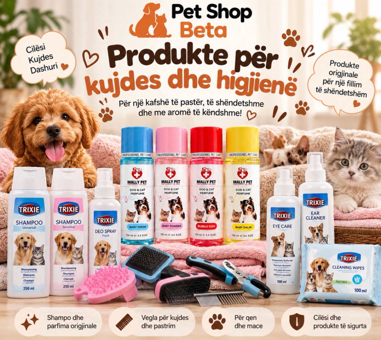 Shampo dhe parfume për qen dhe mace – PetShop Beta