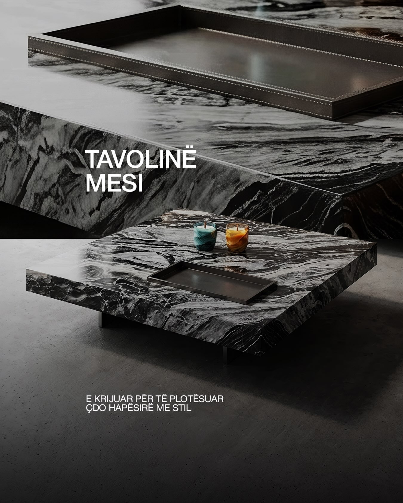 Tavolinë mesi mermeri me dizajn modern – Pierre Cardin Home Kosova