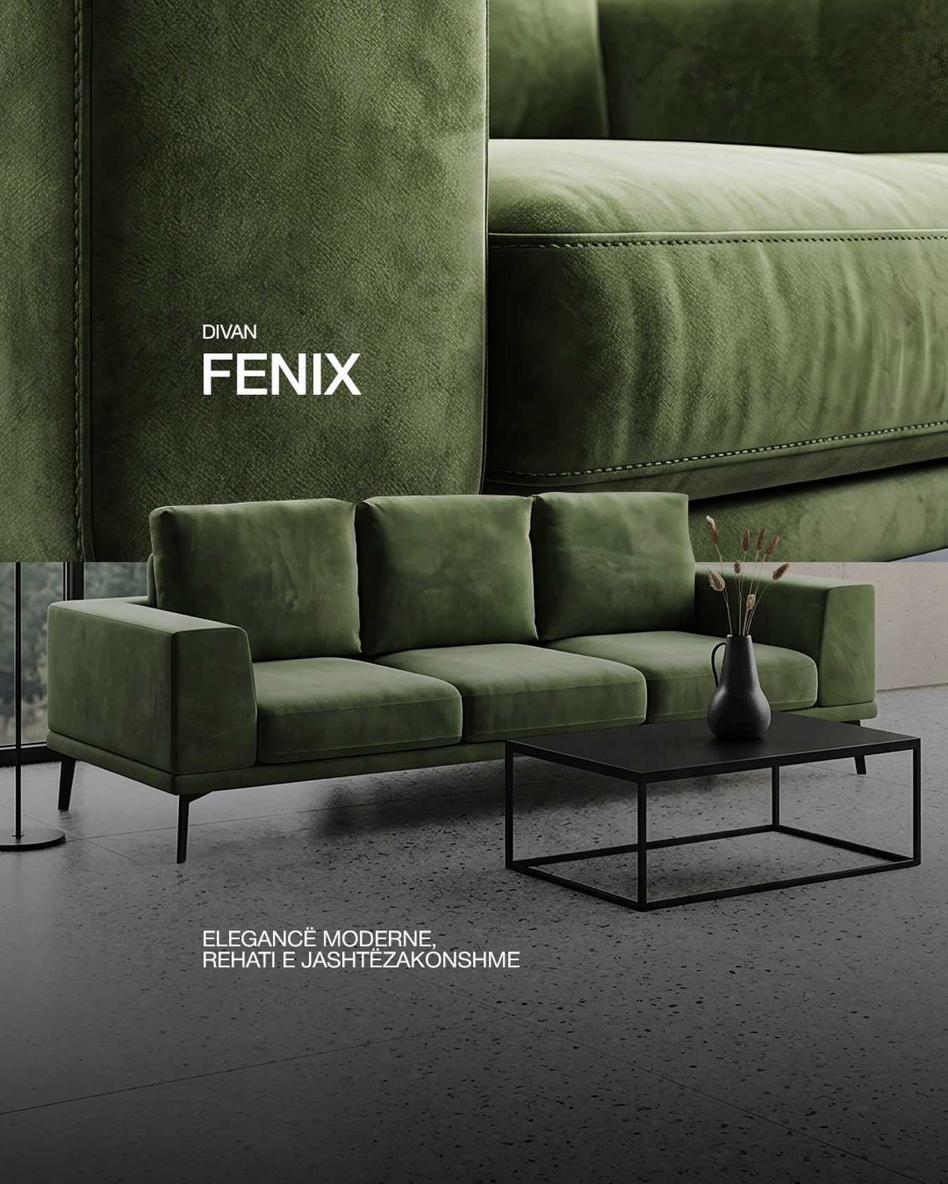 Divan Fenix jeshil me dizajn modern – Pierre Cardin Home Kosova