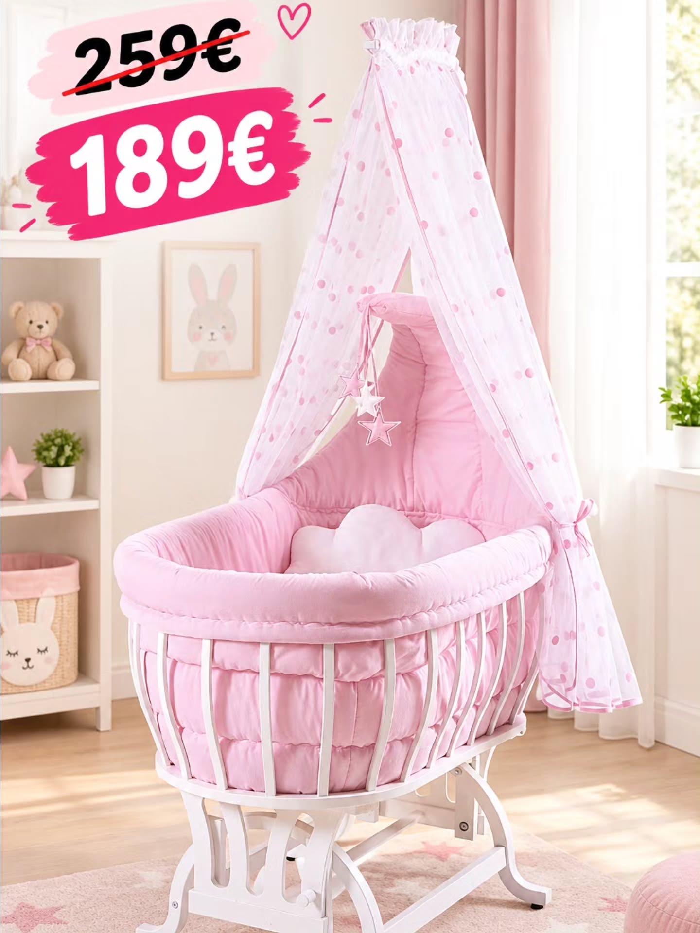 Djep bebeje rozë me tendë – PlanetKids_Ferizaj