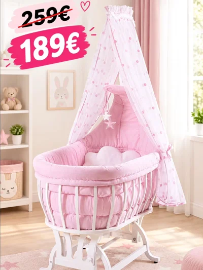 Djep bebeje rozë me tendë