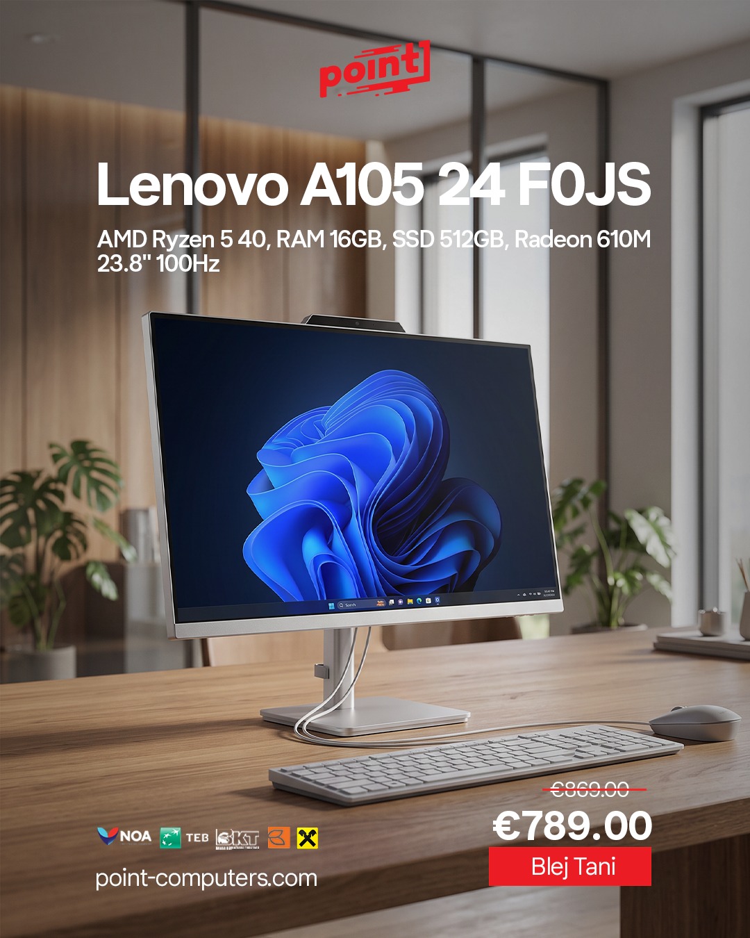 Kompjuter all-in-one Lenovo A105 24 inç – Point Computers