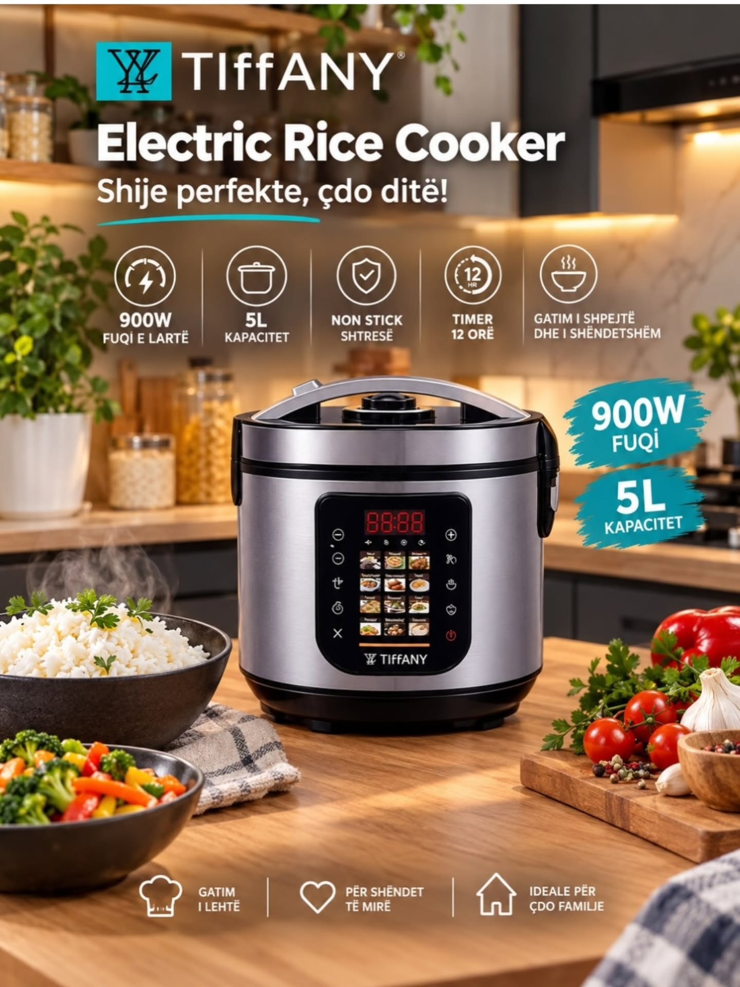 Tenxhere elektrike për oriz Tiffany 5L 900W – porosit_online_ks12