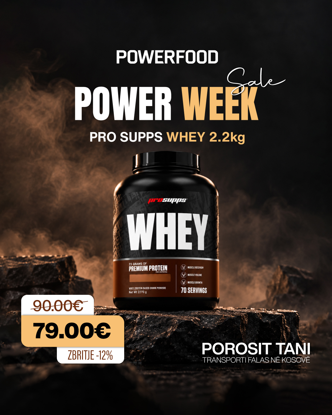 Proteinë Pro Supps Whey 2.2 kg – Powerfood