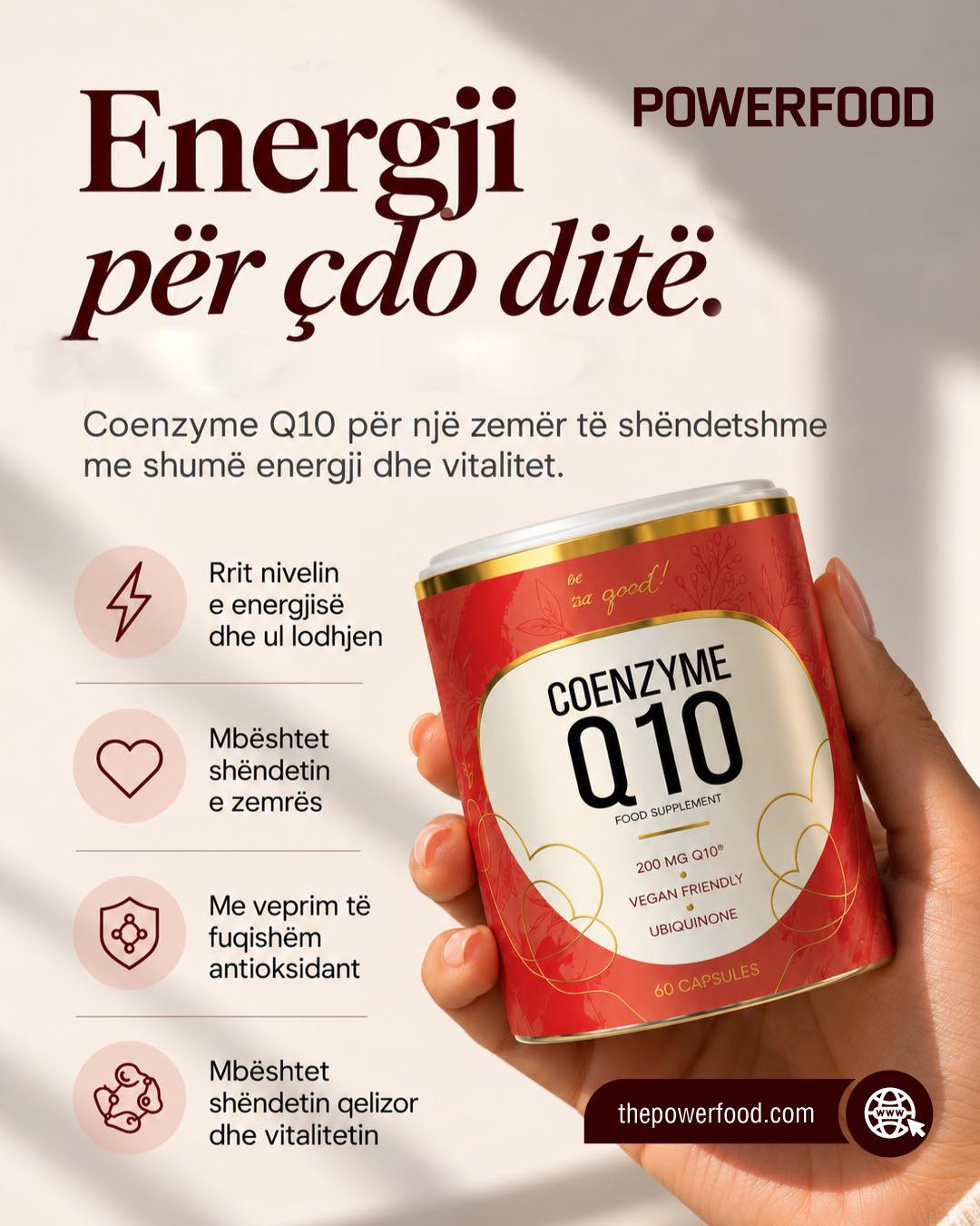 Suplement Coenzyme Q10 për energji – Powerfood