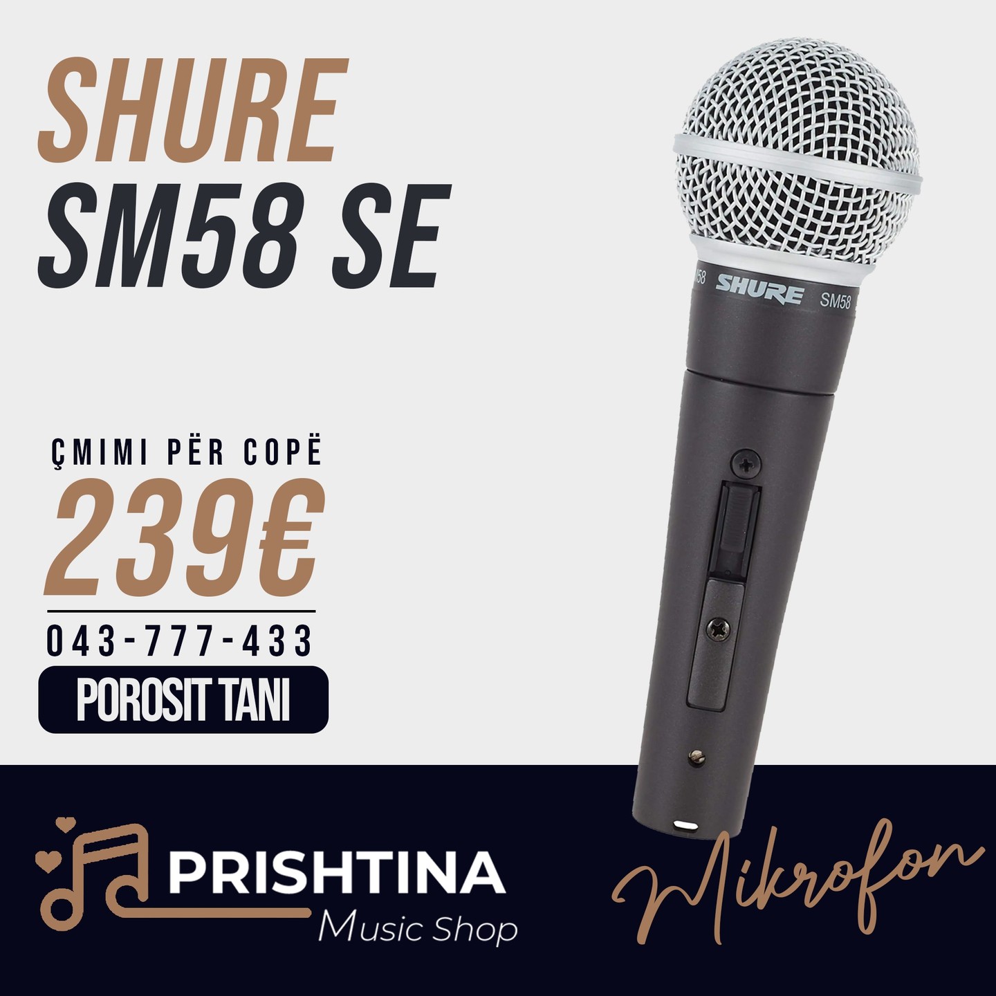 Mikrofon dinamik Shure SM58 SE – Prishtina Music Shop