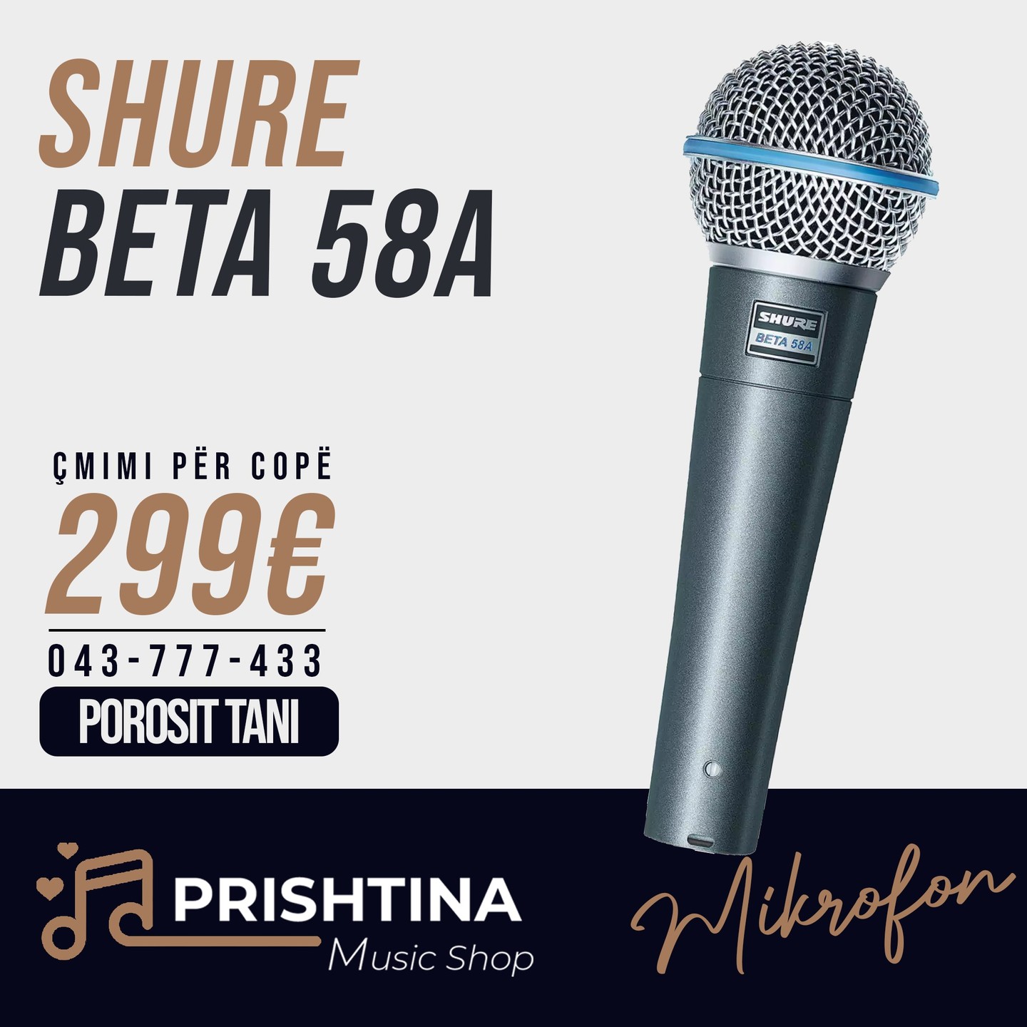 Mikrofon dinamik Shure Beta 58A – Prishtina Music Shop