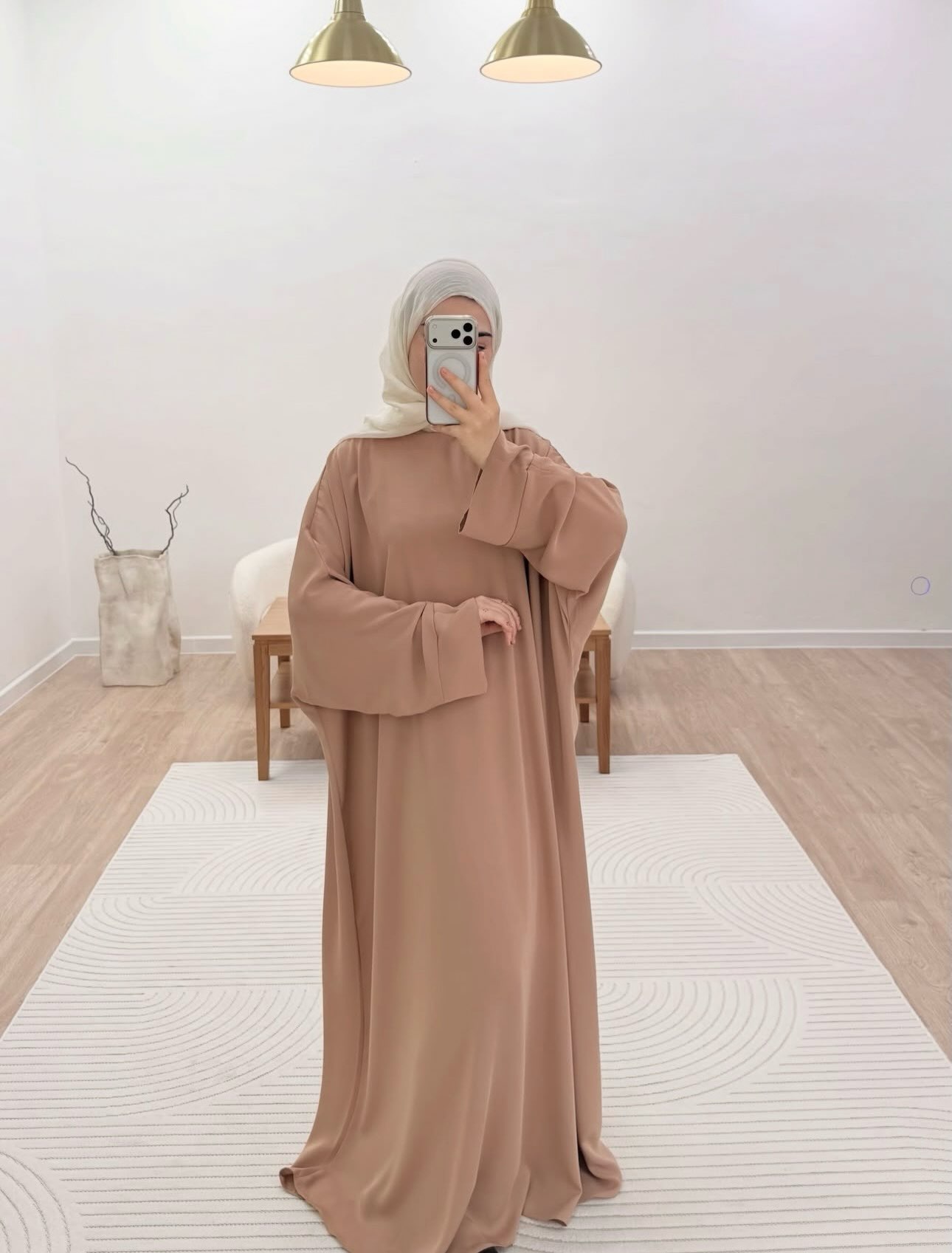 Abaya bezhë e gjerë me hixhab – PURE MODESTY