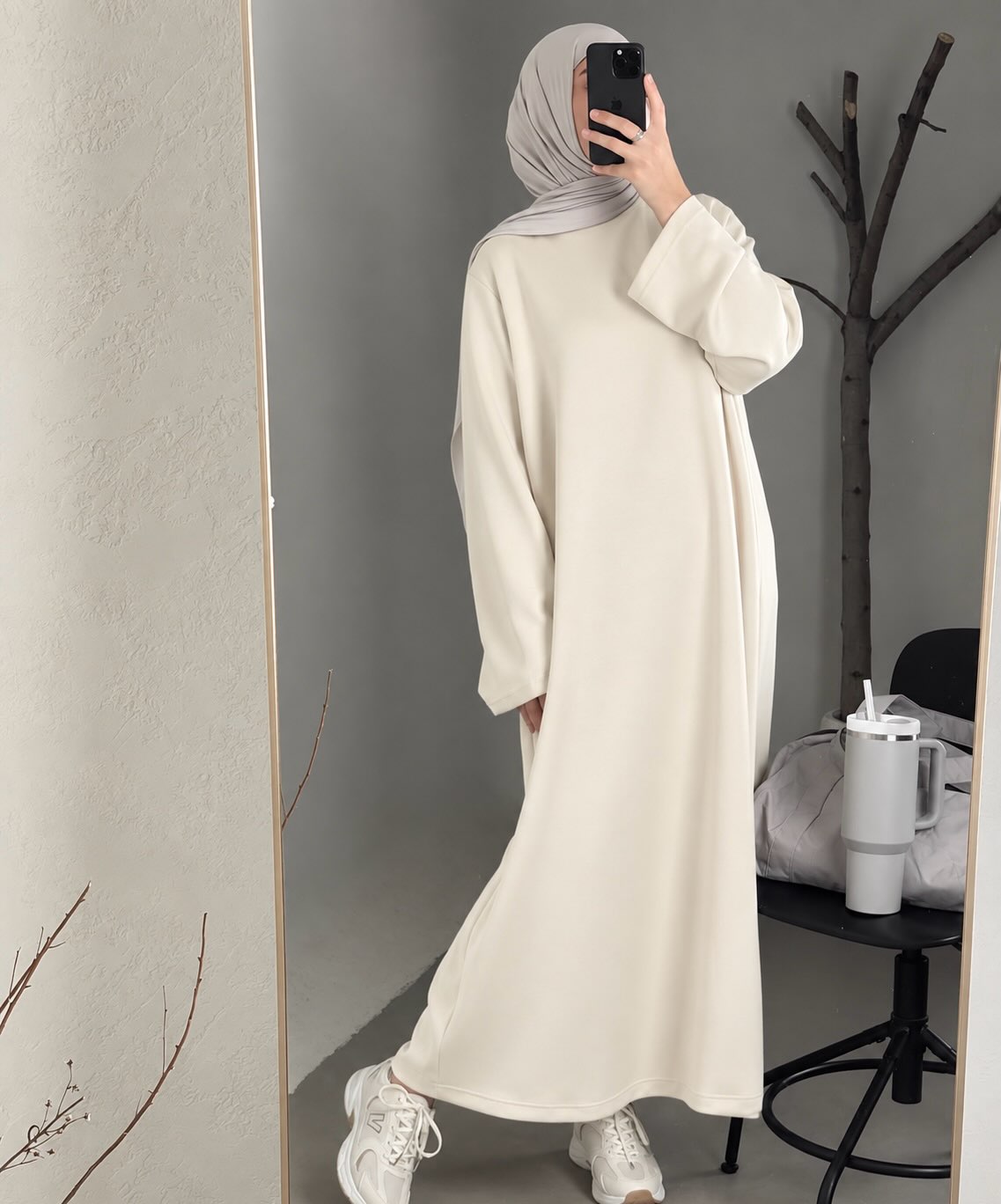 Fustan pambuku i gjatë krem – PURE MODESTY