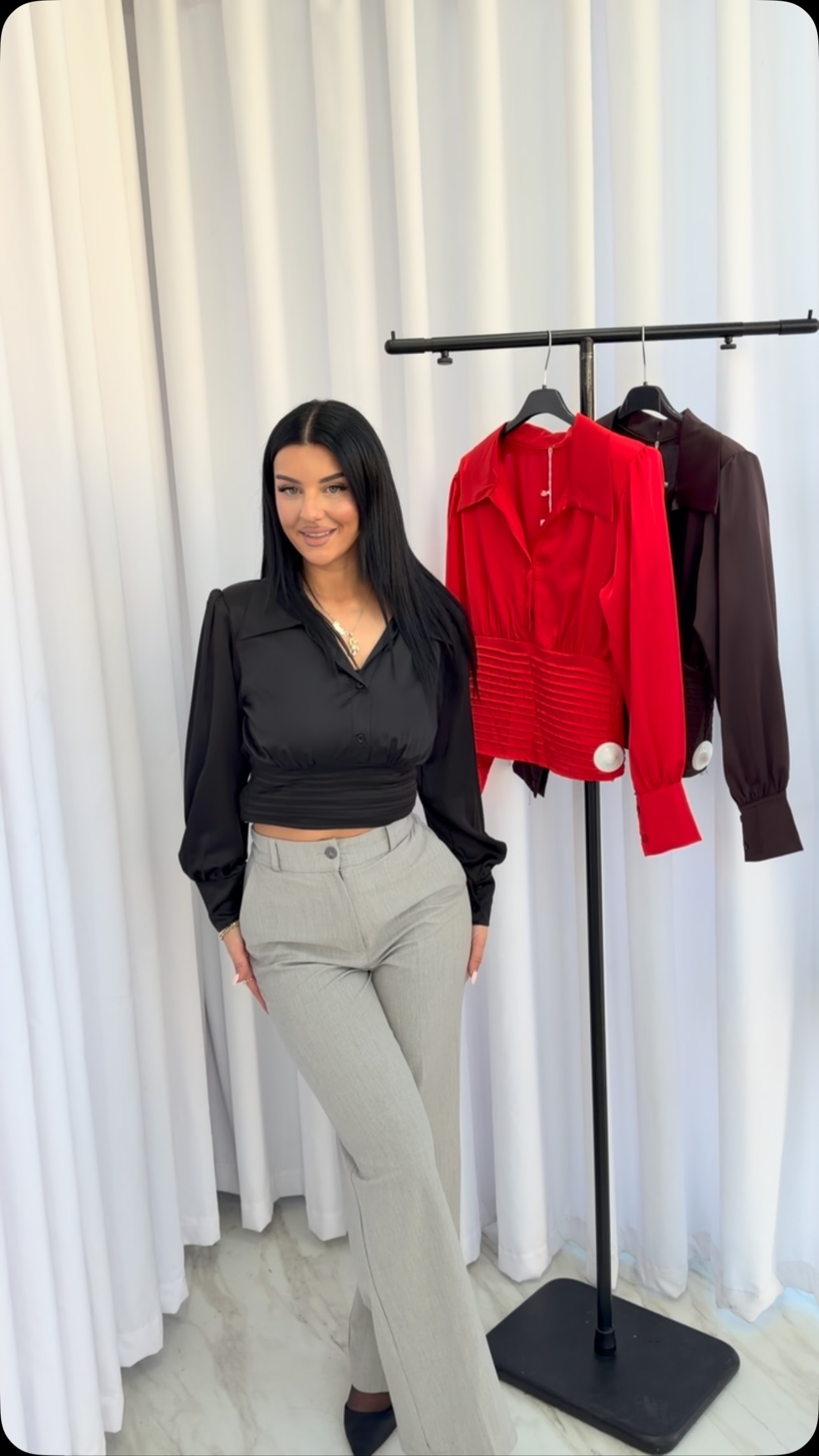 Këmishë satin femrash e zezë – Rera Collection FERIZAJ