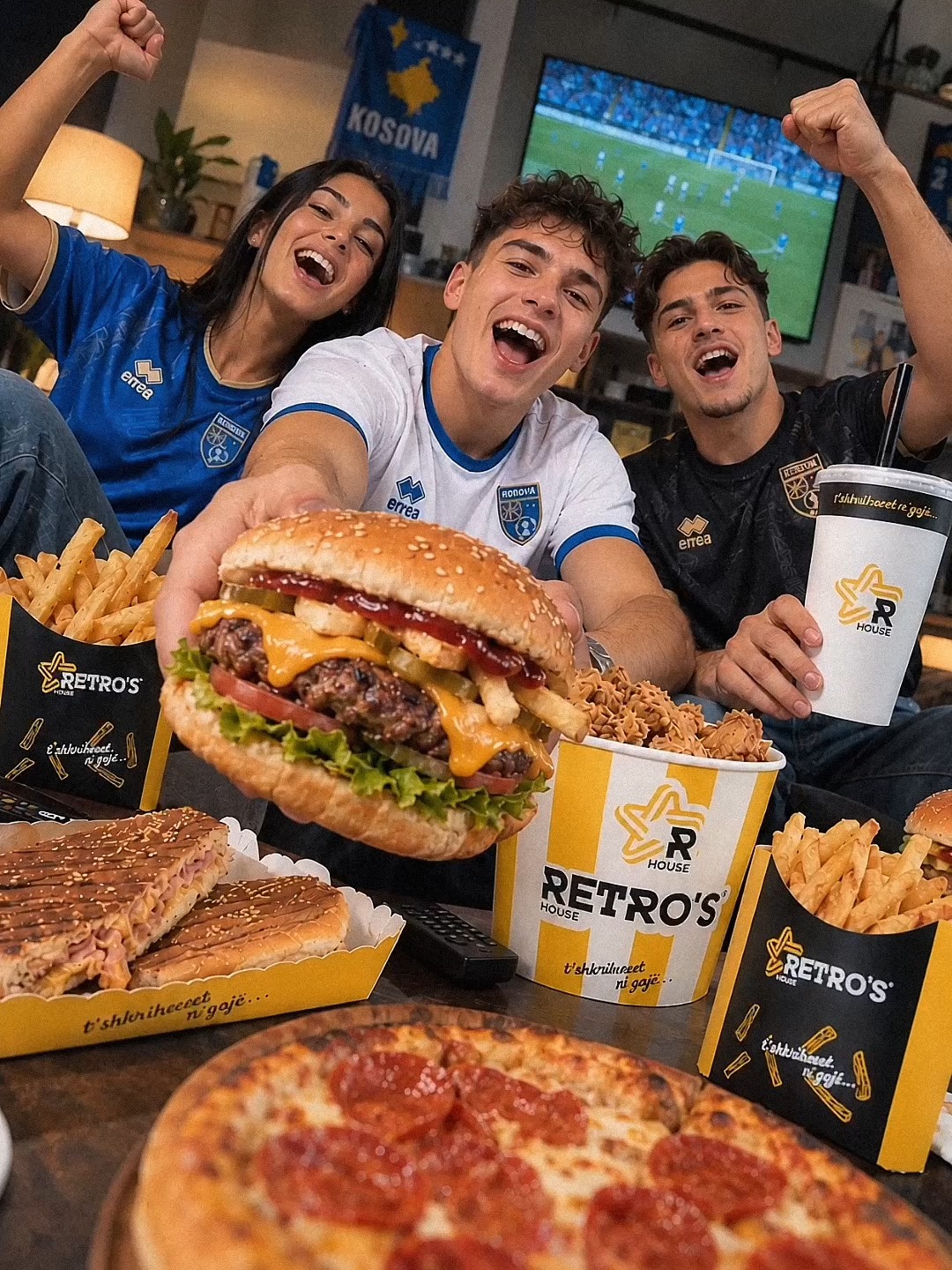 Menu për shokë me hamburger dhe pica – Retro's Kosova