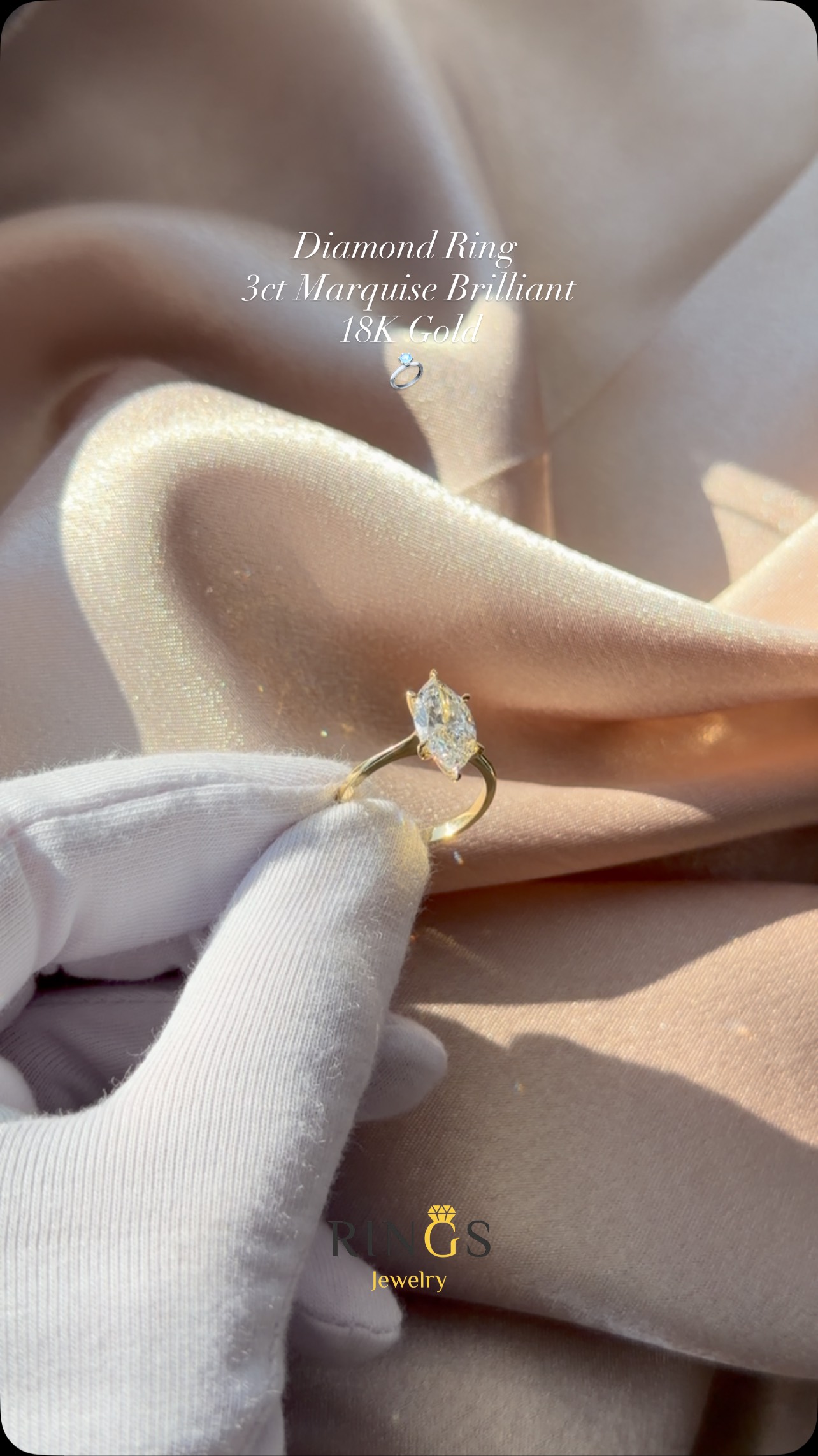 Unazë fejese ari 18 karat me diamant marquise – 𝑹𝑰𝑵𝑮𝑺 𝑱𝒆𝒘𝒆𝒍𝒓𝒚