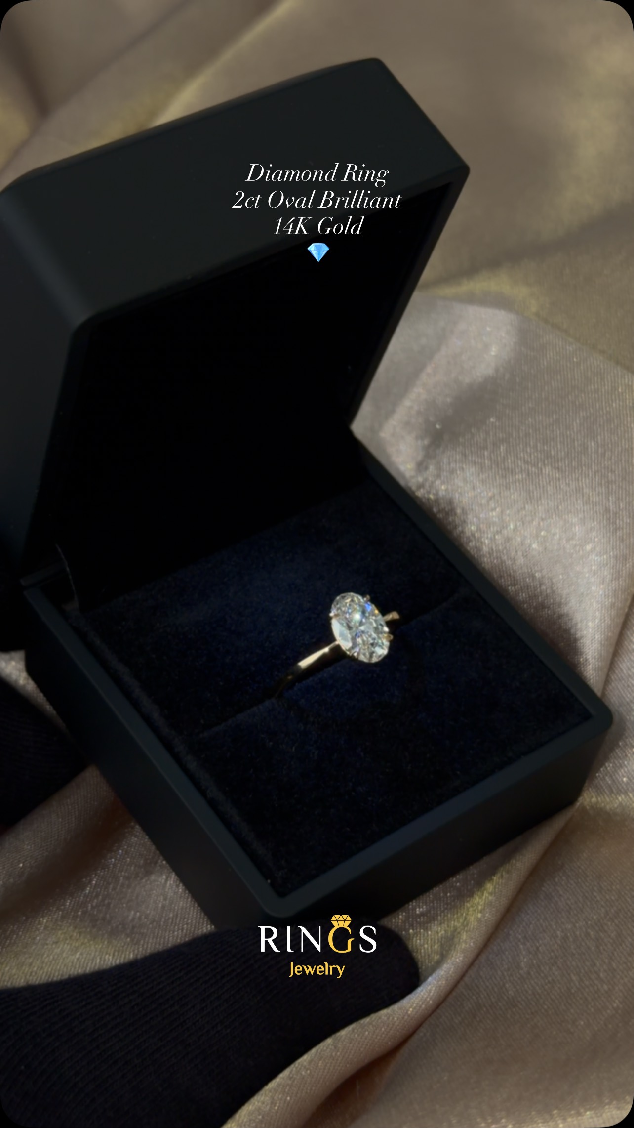 Unazë fejese ari 14 karat me diamant oval 2ct – 𝑹𝑰𝑵𝑮𝑺 𝑱𝒆𝒘𝒆𝒍𝒓𝒚