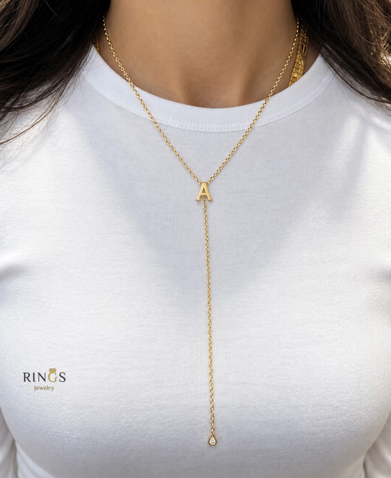 Zinxhir ari 14 karat me inicial – 𝑹𝑰𝑵𝑮𝑺 𝑱𝒆𝒘𝒆𝒍𝒓𝒚