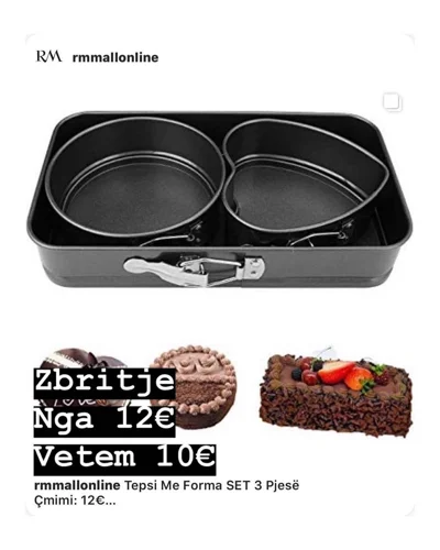 Tepsi me forma për torte set 3 pjesë