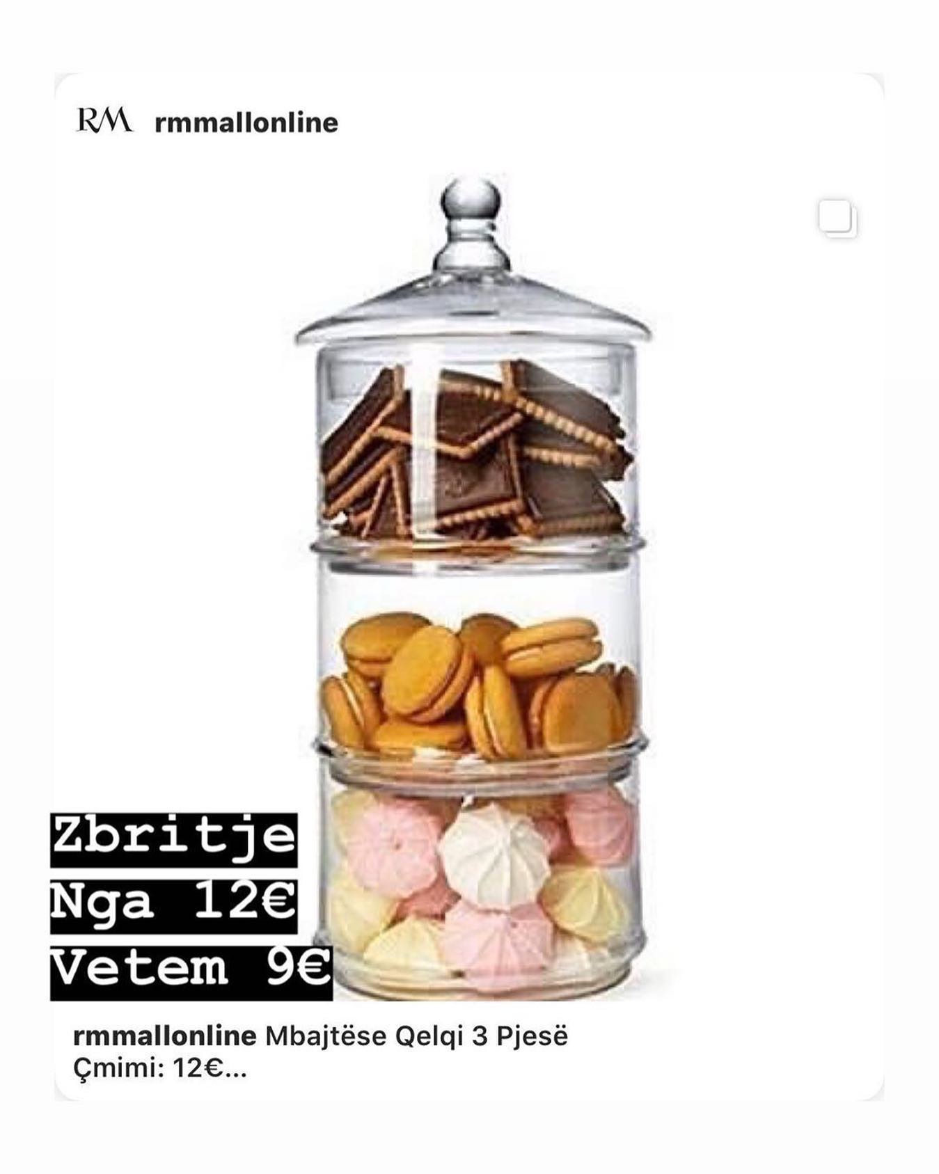 Mbajtëse qelqi 3 pjesë për biskota – RM Mall