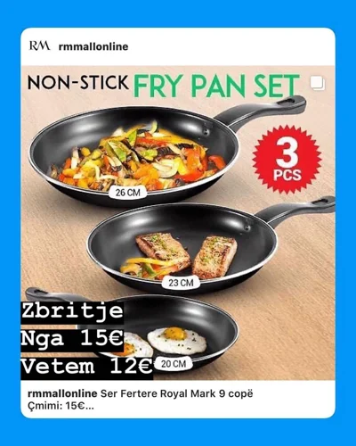 Set tiganësh që nuk ngjiten 3 copë