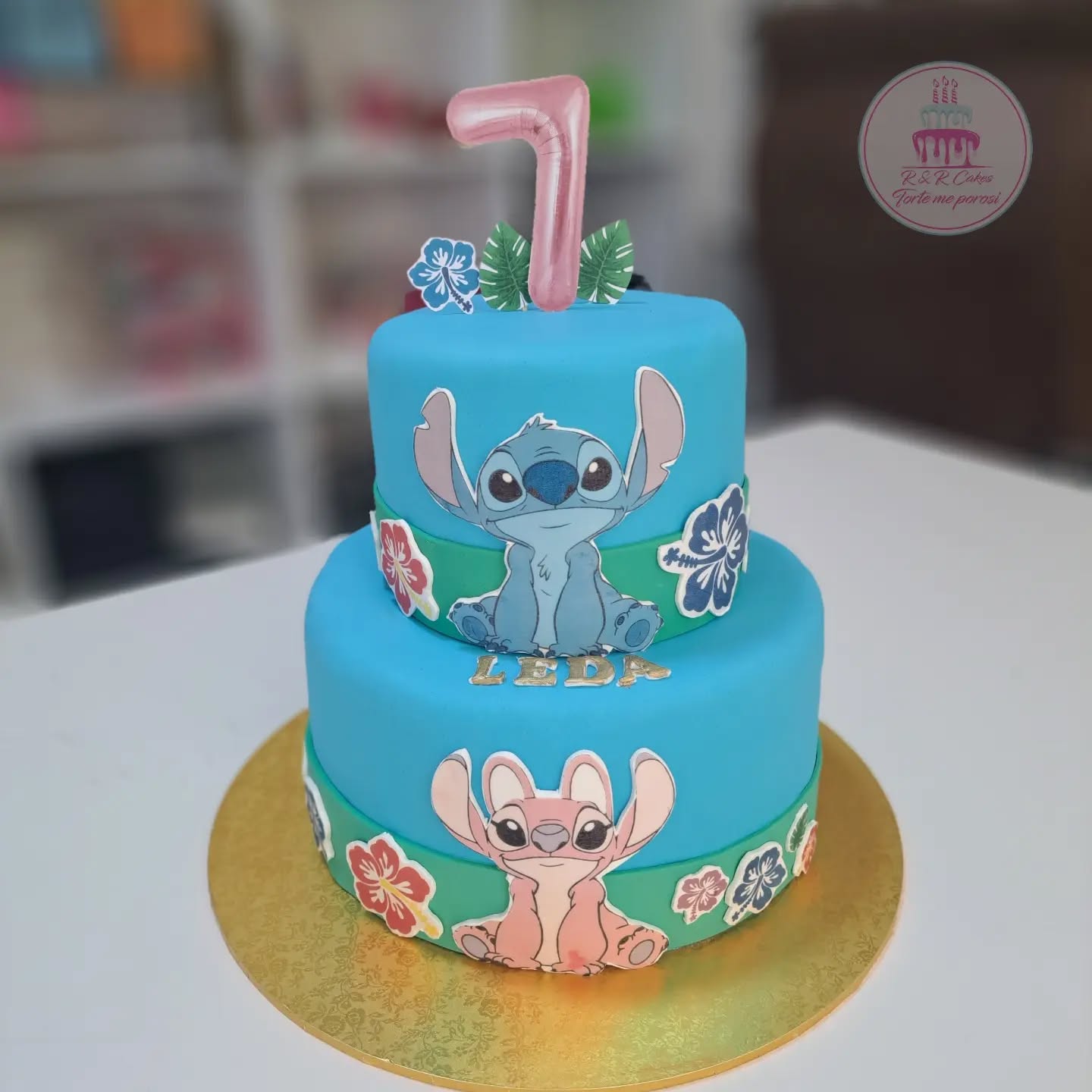 Tortë dykatëshe me Stitch dhe Angel – R-R Cakes - Torte me porosi