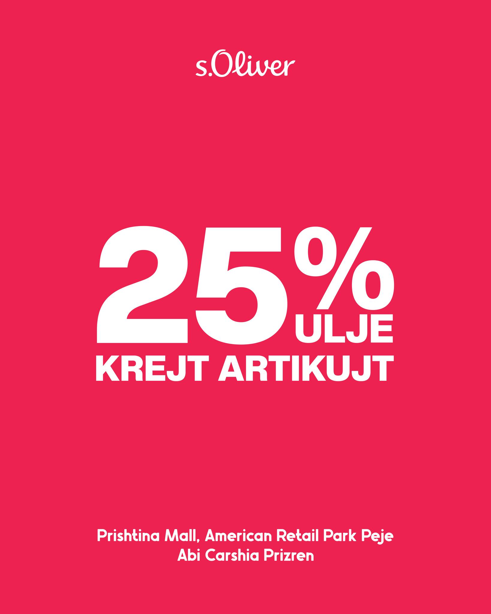 Ulje 25% në të gjithë artikujt s.Oliver – s.Oliver - Kosova Official