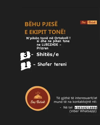 Njoftim pune për shitëse dhe shofer tereni