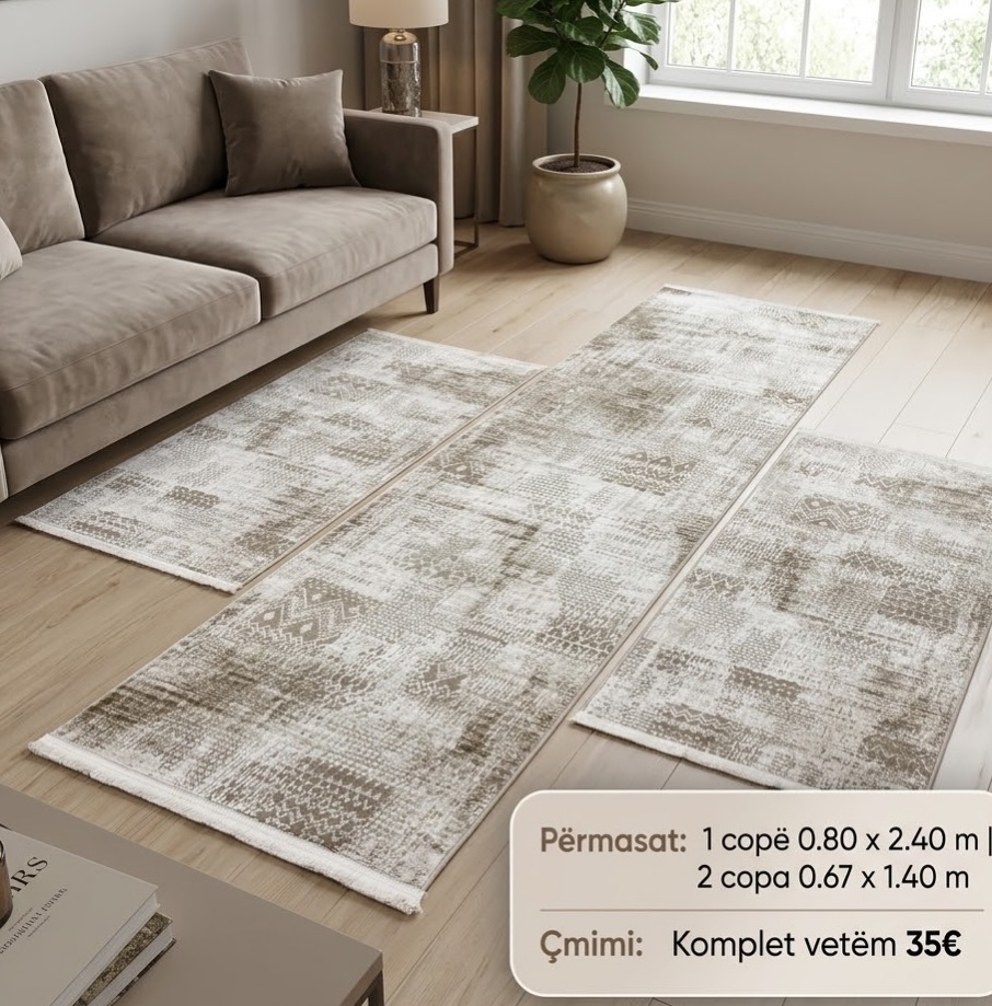 Set tepihash 3 pjesë krem për dhomë gjumi – Tepiha HadiHome (4)