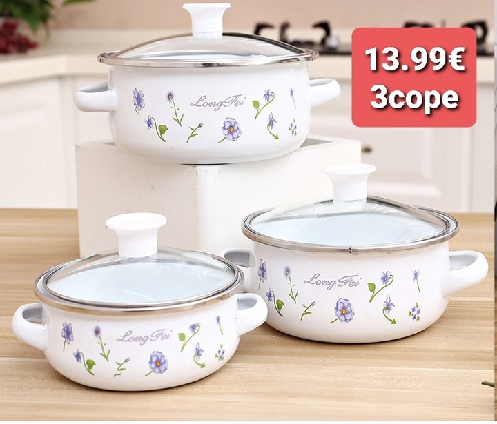 Set tenxhere emaluar me kapak 3 copë – Scope Shop Kosova