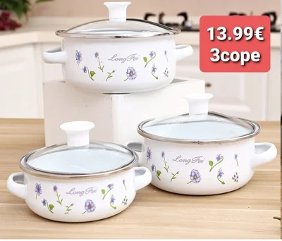 Set tenxhere emaluar me kapak 3 copë