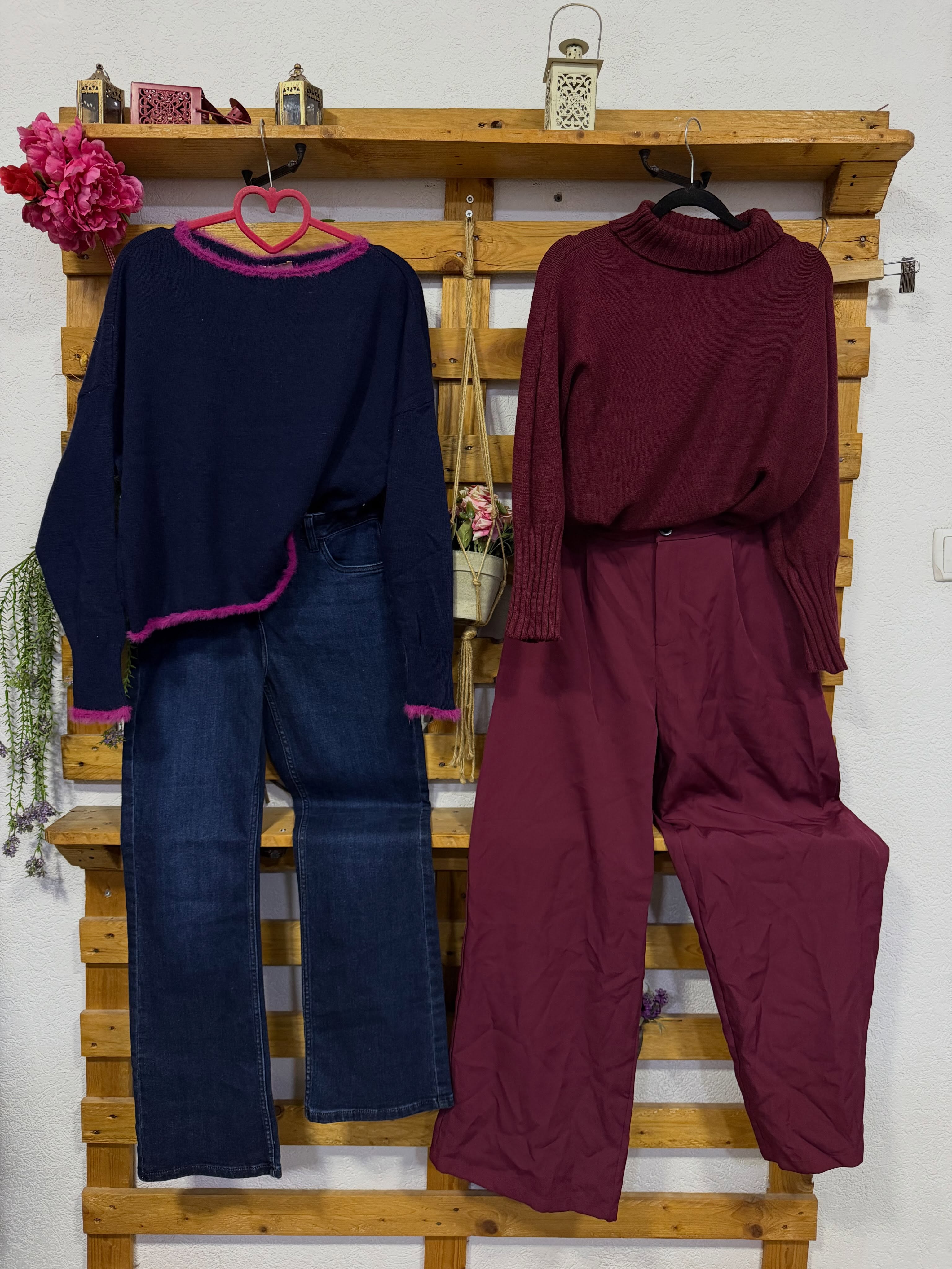 Pallto bezhë dhe këmishë me print me pantallona – Second Store | Mitrovicë (4)