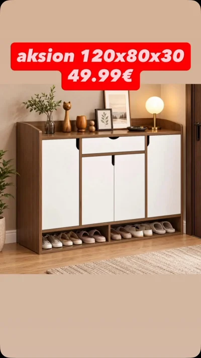 Dollap këpucësh i bardhë 120x80x30 cm