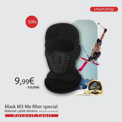 Maskë dimërore balaklavë M3 me filtër