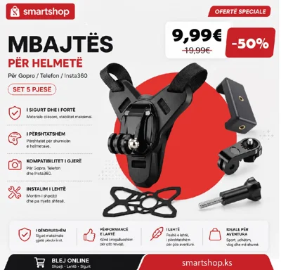 Mbajtës për helmetë për GoPro dhe telefon