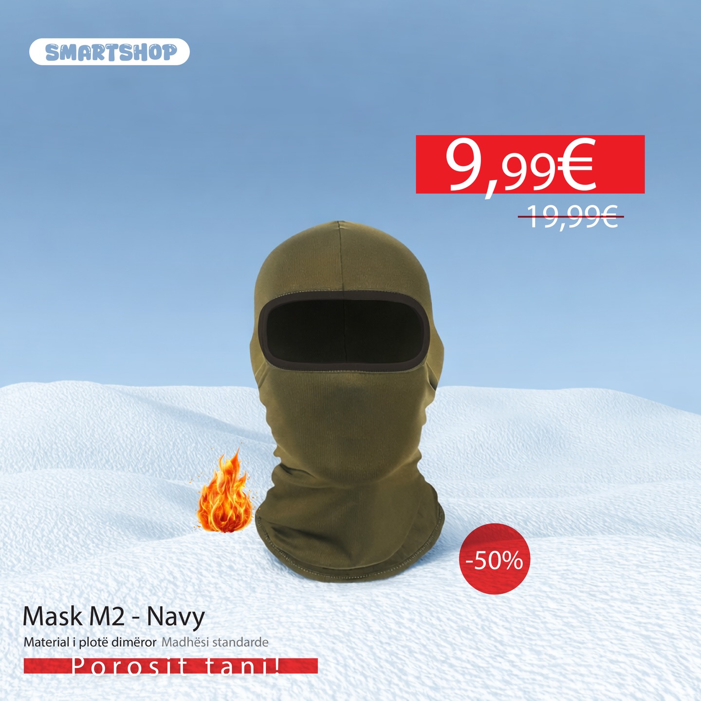 Maskë dimërore balaklavë M2 jeshile ushtarake – Smart Shop