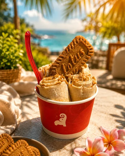 Akullore e rrotulluar me Lotus Biscoff