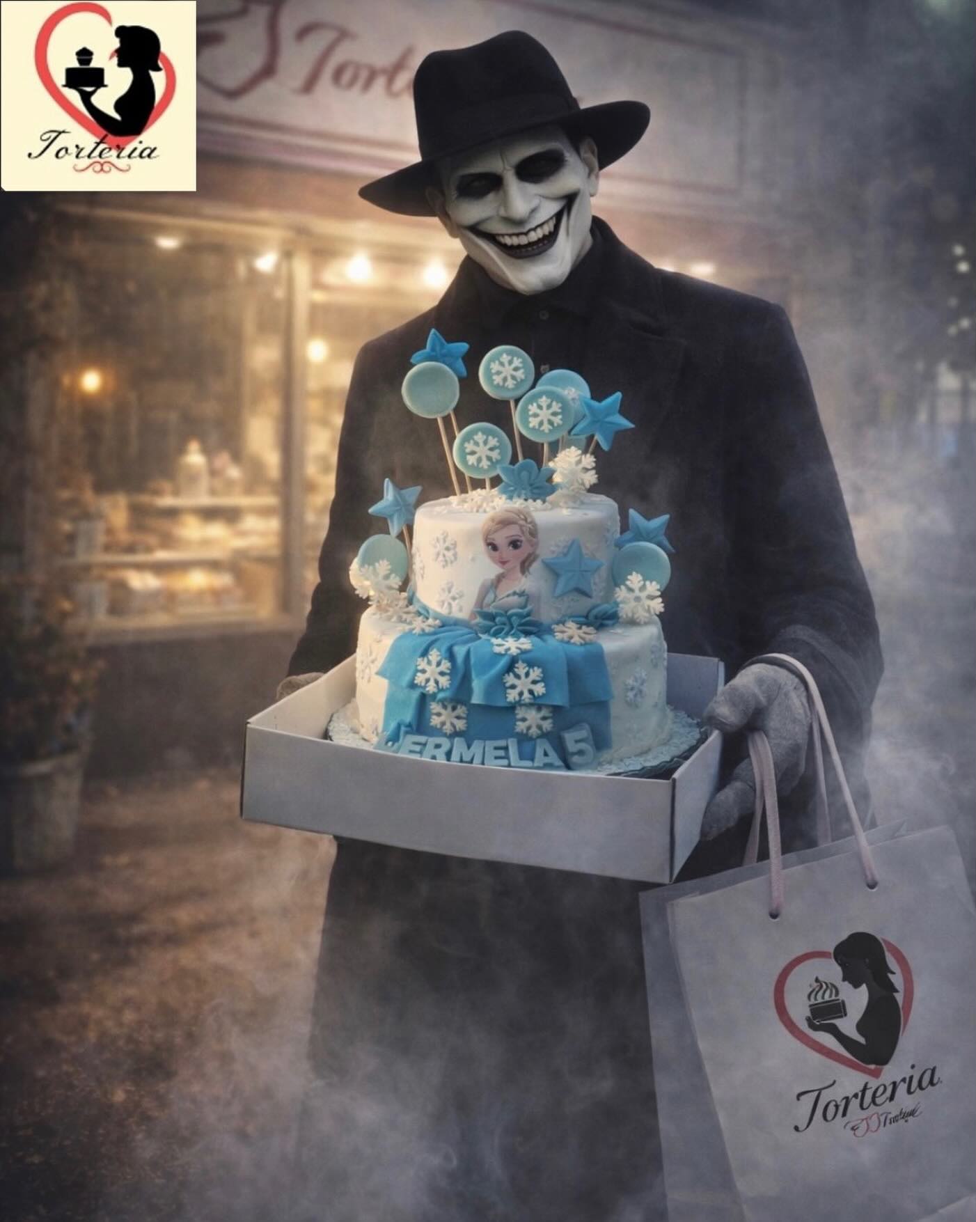 Tortë Frozen dykatëshe e kaltër – Torteria