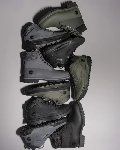 Çizme Timberland në të zezë, gri dhe jeshile