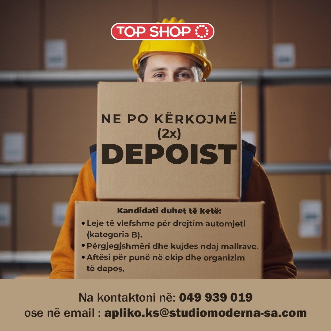 Njoftim pune për punëtorë në shitje – TopShop 🇽🇰