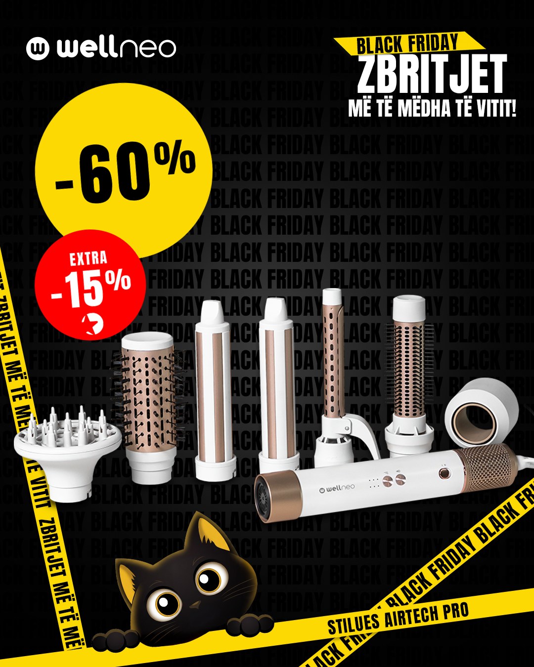 Tharëse dhe stilues flokësh AirTech Pro Wellneo – TopShop 🇽🇰