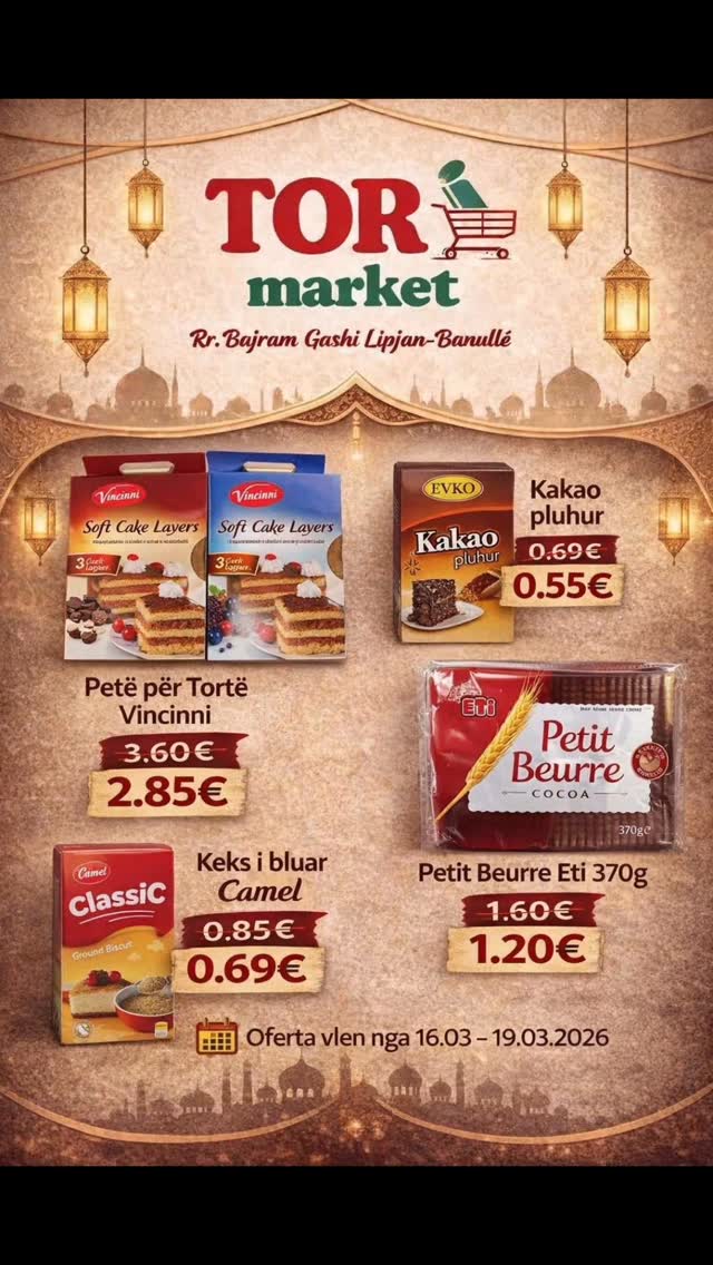 Ofertë ushqimore me kakao dhe biskota – Tori Market Lipjan