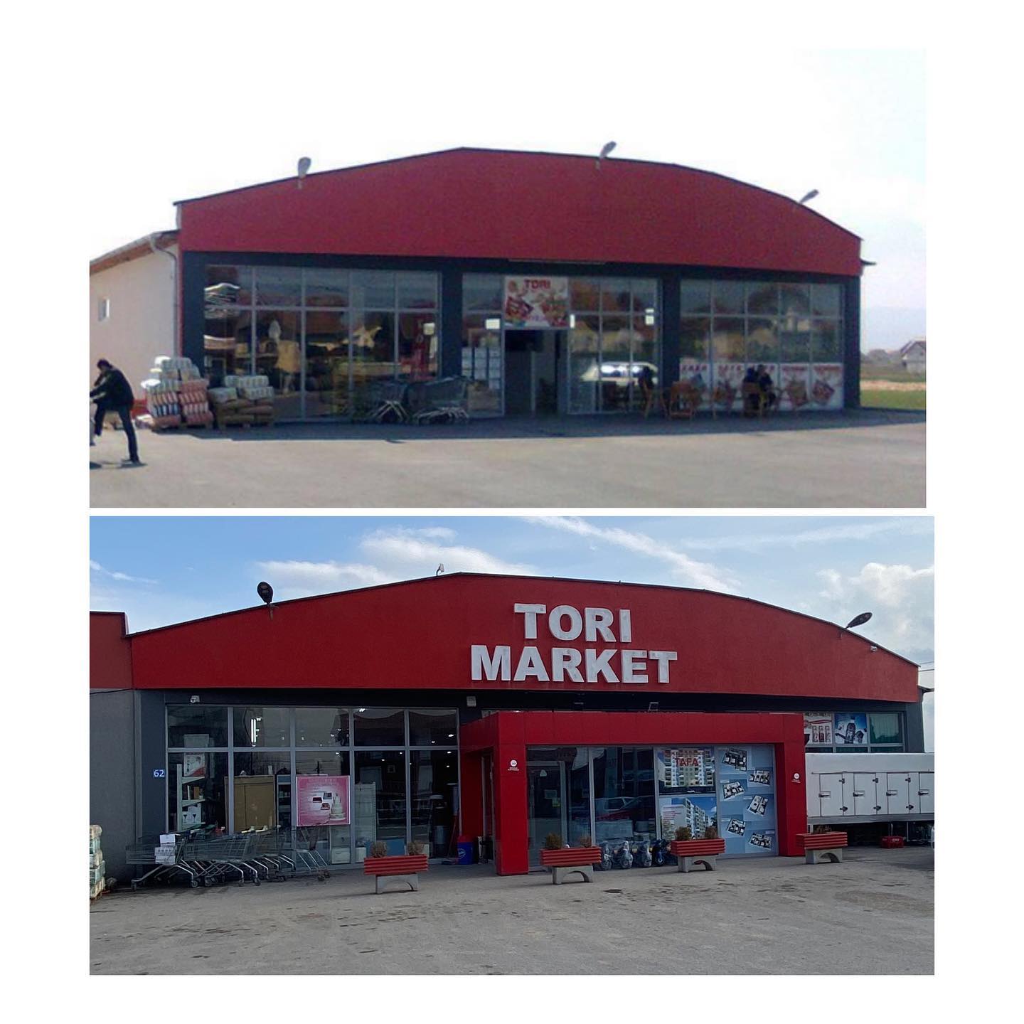Ndërtesa e supermarketit nga jashtë – Tori Market Lipjan