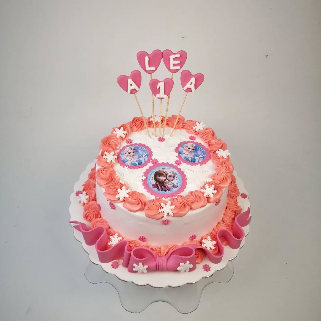 Tortë ditëlindjeje rozë me Frozen – Torte me porosi - Kiki Cake