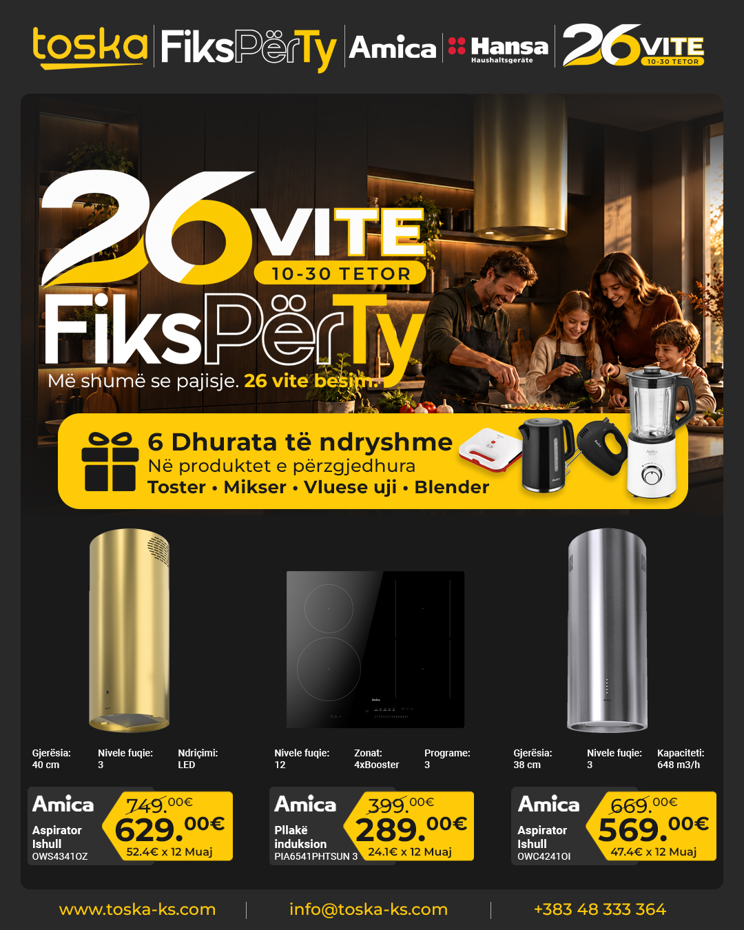 Aspiratorë dhe pllakë induksioni Amica – Toska Electronics